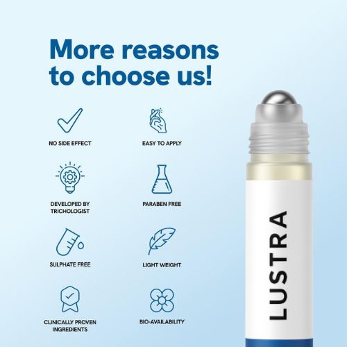 Lustra Advanced Hair Growth Roll-On Serum | 3% Rosemary | 2% Aminexil | 3% Redensy l 2% Anagain | Precision Scalp Applicator | Paraben & Sulphate Free | Non oily and mess free